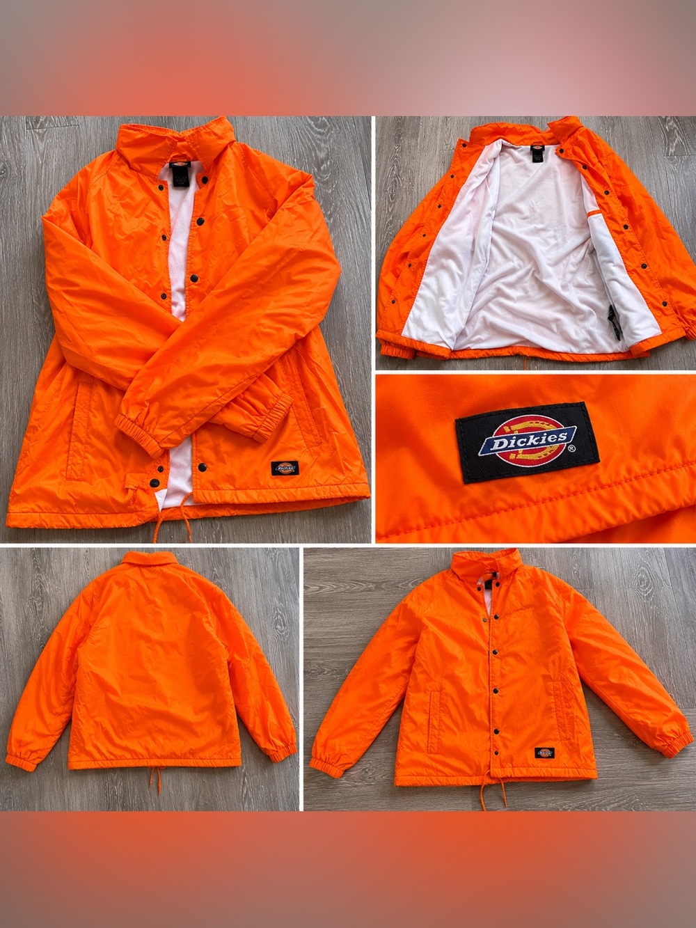 Dickies Neon Orange Coach Jacket/Windbreaker – Size Large 🍊